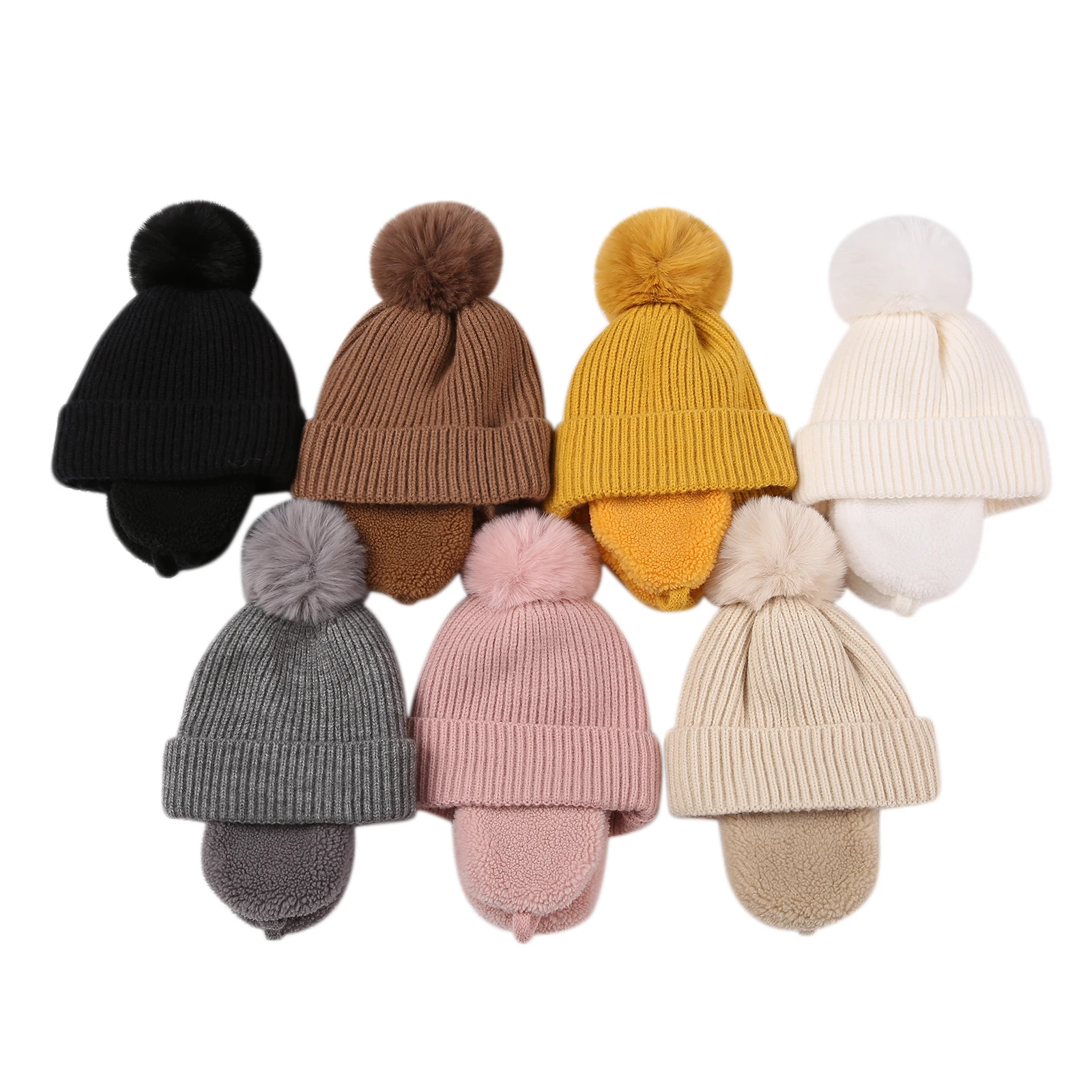 BabyChildrensWoolHatUnisexSolidColorPureCottonKnittedHatEarmuffsAutumnAndWinter.jpg