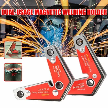 

New 2pcs Corner Magnet Welding Holder Arrow Magnetic Clamp 60/90 Degree Dual-use for Welding Magnet Iron Tools 100x73x12mm