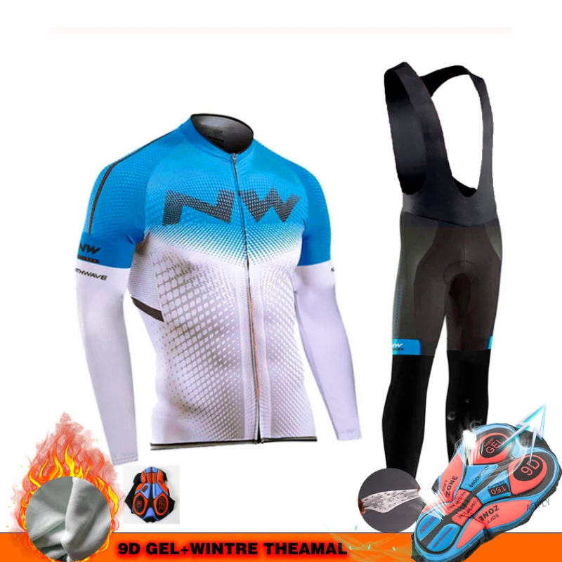 Wool black strap set Northwave Pro Team Зимняя одежда для велоспорта дышащая Ropa Ciclismo Одежда с длинным рукавом для горного велосипеда спортивная одежда для улицы - Цвет: Wool black strap set