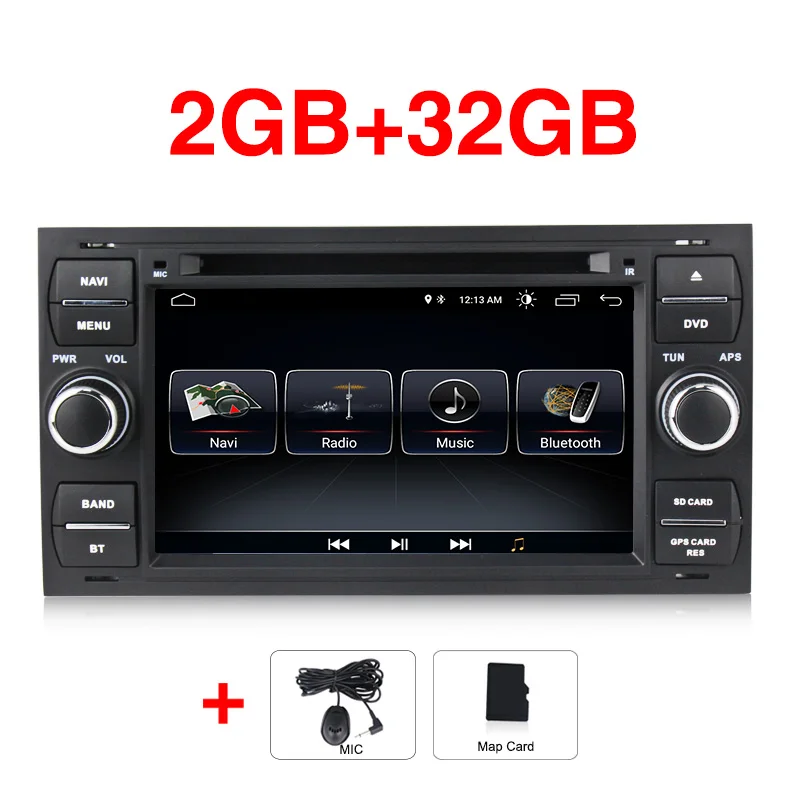 MEKEDE Android 9 автомобильный DVD gps навигатор стерео радио аудио для Ford Focus 2 Mondeo S C Max Fiesta Galaxy - Цвет: 32G black
