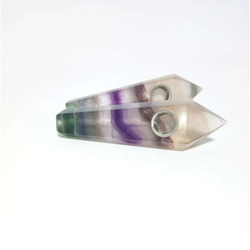 

natural Smooth Polished Colorful Fluorite gems Quartz Crystal Smoking Pipe Tobacco