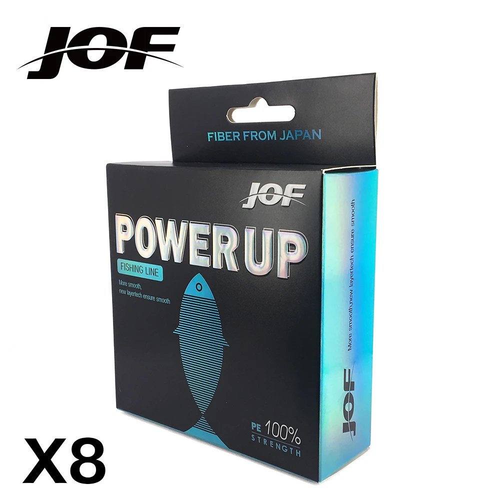 JOF POWER UP плетеная рыболовная леска 500 м, 8 нитей, широкий угол, технология, мультифиламентная оплетка, PE леска, морская, 20, 30, 40, 50, 60, 88 фунтов