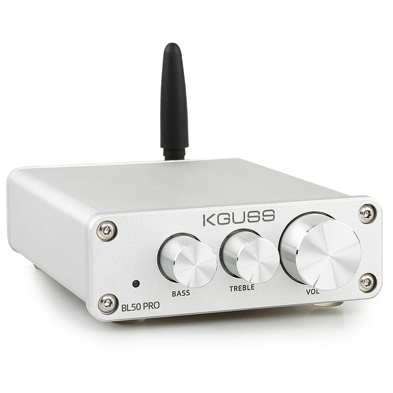 ABKT-KGUSS BL50 PRO Bluetooth 5,0 усилитель цифровой усилитель TPA3116D2 HIFI 50Wx2 аудио усилитель мощности-вилка США - Цвет: Silver