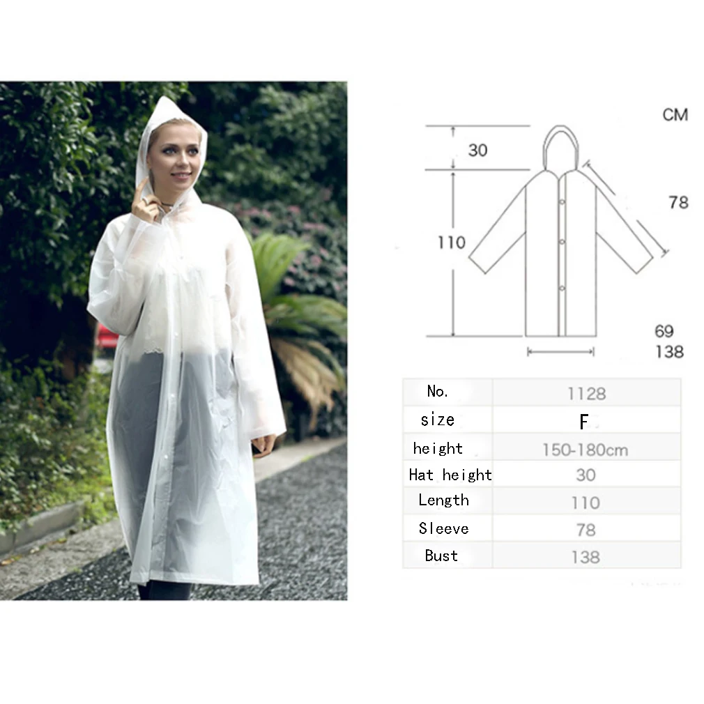 Fashion Unisex Women Men Disposable Raincoat Outdoor Transparent Windproof Rain Coat New