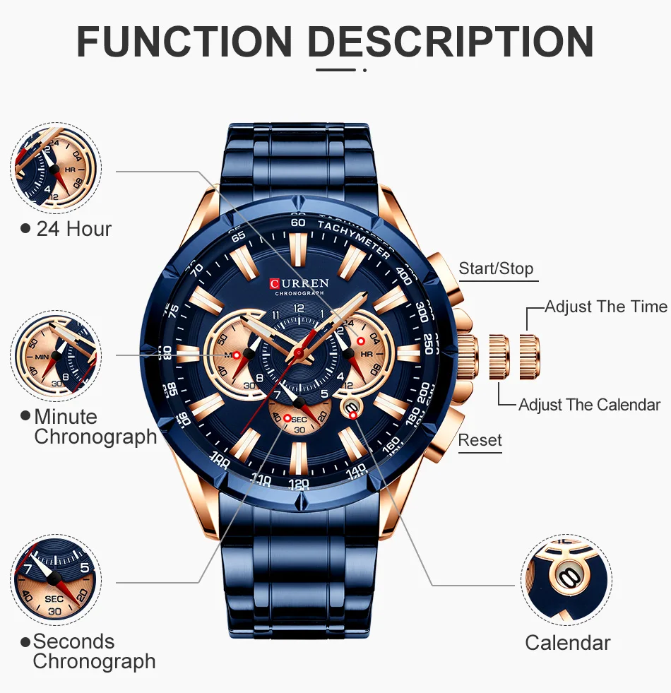 2019 CURREN Fashion Style Mens Quartz Watches Business Steel Strap Watch Men Waterproof Sport Watch Male Clock Relogio Masculino