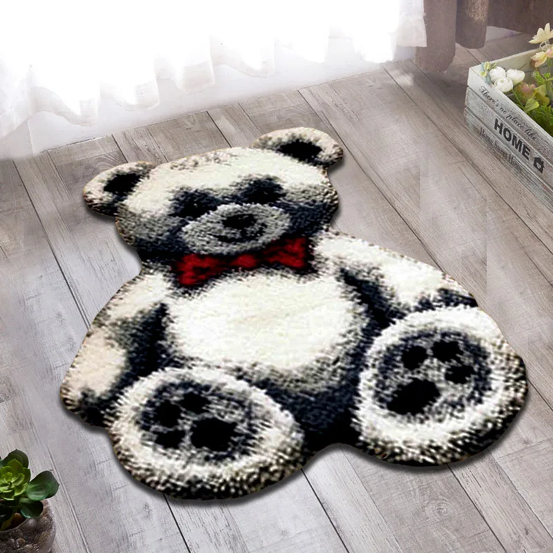 

Needlework Cartoon Bear Latch Hook Rug Kits Patchwork Carpet Embroidery Stitch Threads Cross-Stitch Embroidery Thread Cushion