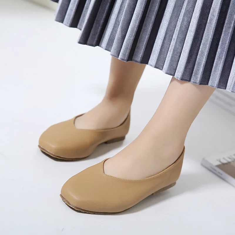 

South Korea Spring And Autumn New Style Elegant Commuting Loafers Low-Cut WOMEN'S Shoes Square Head Flat Top Shoes Slip-on Grand
