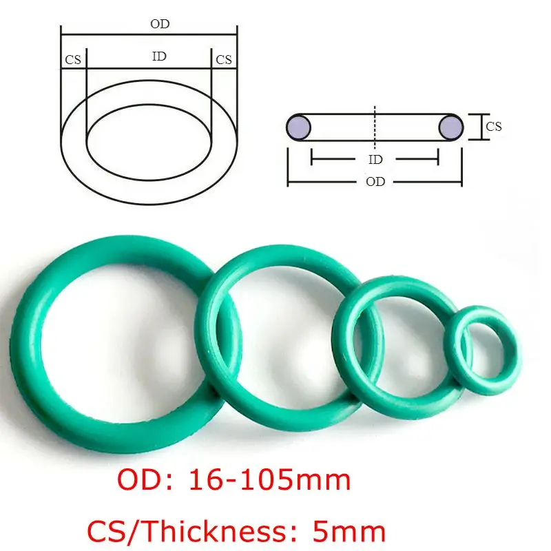 Cs 5mm Od16100mm Green Fkm Fluorine Rubber O Ring Oring Oil Sealing
