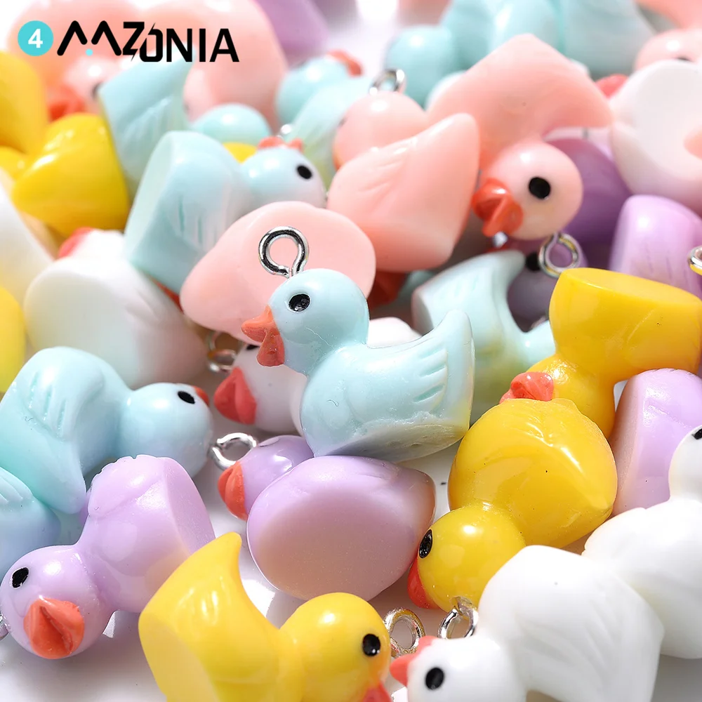 10 stücke 17x21mm Niedlichen Tier Ente Charms Bunte Harz Charms Für Making Armband Ohrring Halskette Anhänger Schmuck liefert