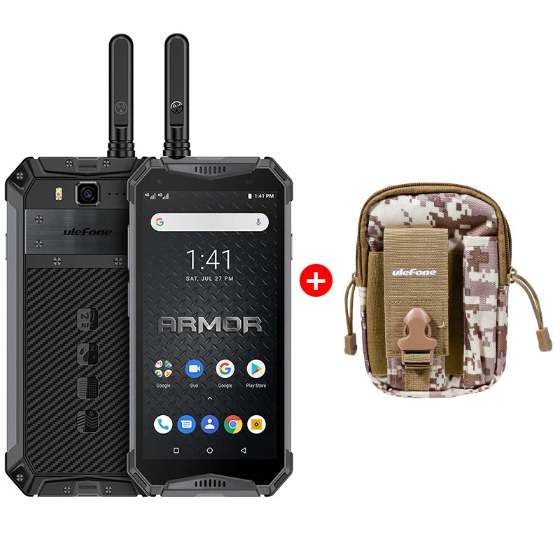 Ulefone Armor 3WT IP68 прочный смартфон Android 9,0 5," Helio P70 6G+ 64G 10300mAh сотовый телефон 4G 21MP NFC мобильный телефон Android - Цвет: Black Add Bag
