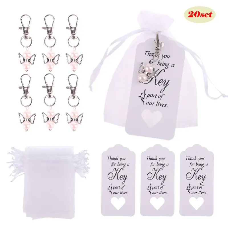 

20pcs/set Key Chain Keyring Tags Card Candy Bags Vintage Wedding Souvenirs Guest