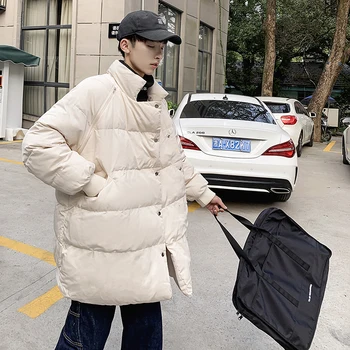 

Winter New Coat Men's Warm Thick Fashion Solid Color Parka Men Casual Collar Coat Coat Street Wild Loose Cotton Jacket En