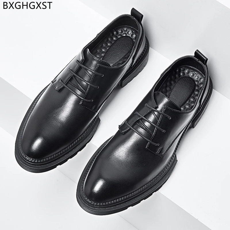 Туфли оксфорды классические мужские модные свадебные туфли для мужчин 2024 черные мужские повседневные деловые туфли мужская обувь