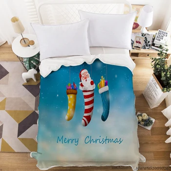 

Merry Christmas Cartoon Pattern Print Blanket 3D Creative Blanket Skin Friendly Bed Gift For Kids Adult