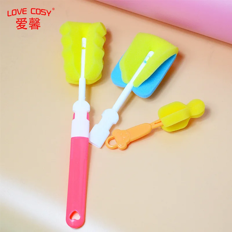 

I-CHIC HOUSE Sponge Bottle Brush Teat Brush 3-Piece Set Deconstructable Replacement Feeding Bottle Cleaning Brush Teat Brush 3 S