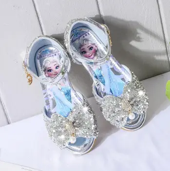 

New Fashion Girls Elsa Sandals Princess high quality Shoes low heel soft Cartoon Summer Toddler Girl Shoes Snow Queen