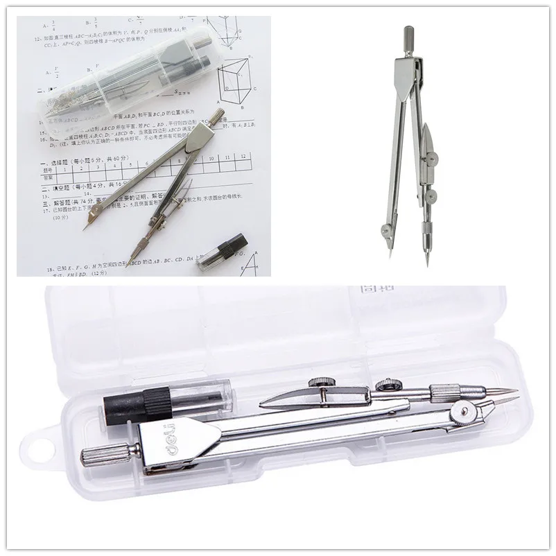 

Metal Drafting Tools Drawing Math School Compasses Set with Pencil Refill Stationery Students Educational Tool Supplies
