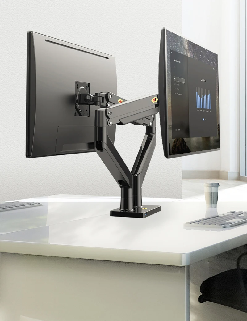 Liga de Alumínio 22 32 Dupla Lcd Led Monitor de Montagem Braço de Mola de Gás Completo Movimento Monitor Suporte Carga 315 Kgs Cada nb G32 - Imagem 4