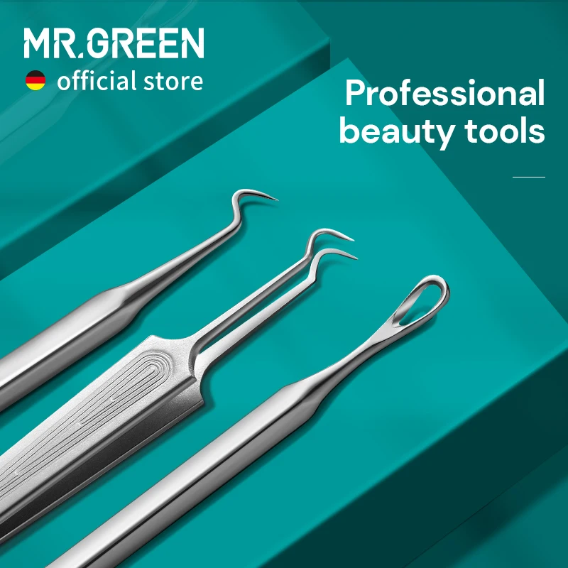 Mr. Groene Acne Remover Naalden Mee-eter Verwijderen Puistje Comedo Extractor Set Smet Zit Gezicht Skin Care Cleaner Removal Tools