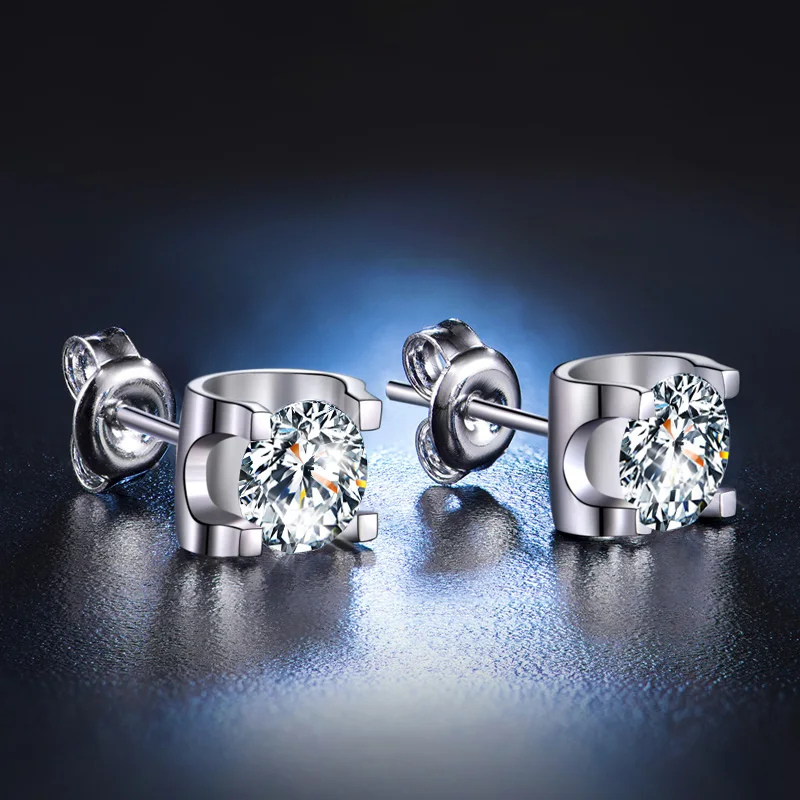BOEYCJR 925 серебро 0,5/1ct F цвет Moissanite VVS ювелирное изделие с бриллиантом серьги гвоздики с национальным сертификатом для женщин подарок