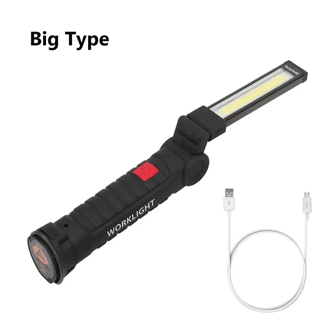 COB LED Tactical Flashlight USB Rechargeable Torch Waterproof Work Light Magnetic Lanterna Hanging Lamp For Night Lighting Big Type
