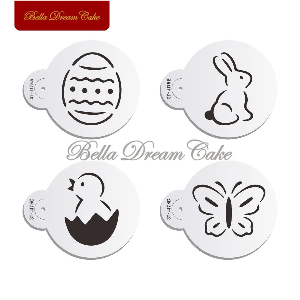 

3.15â€ Easter Eggs Bunny Macaron Cookies Stencil Coffee Stencils Template Plastic Cake Mould Cake Decorating Tool Bakeware