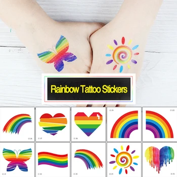 

DORADOSUN LGBT Tattoo Stickers Environmental Waterproof Rainbow Temporary Tattoo Stick Love Stickers 3 Pcs