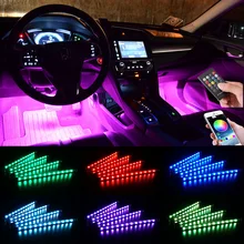 Becinsee – bande lumineuse RGB pour intérieur de voiture, étanche, luminaire décoratif d'intérieur, avec télécommande USB et télécommande sans fil pour musique 