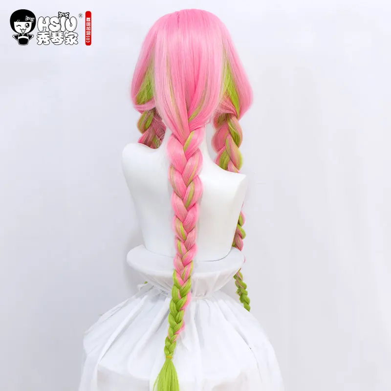 Парик для косплея из аниме HSIU Kanroji Mitsuri синтетического волокна с розовыми и
