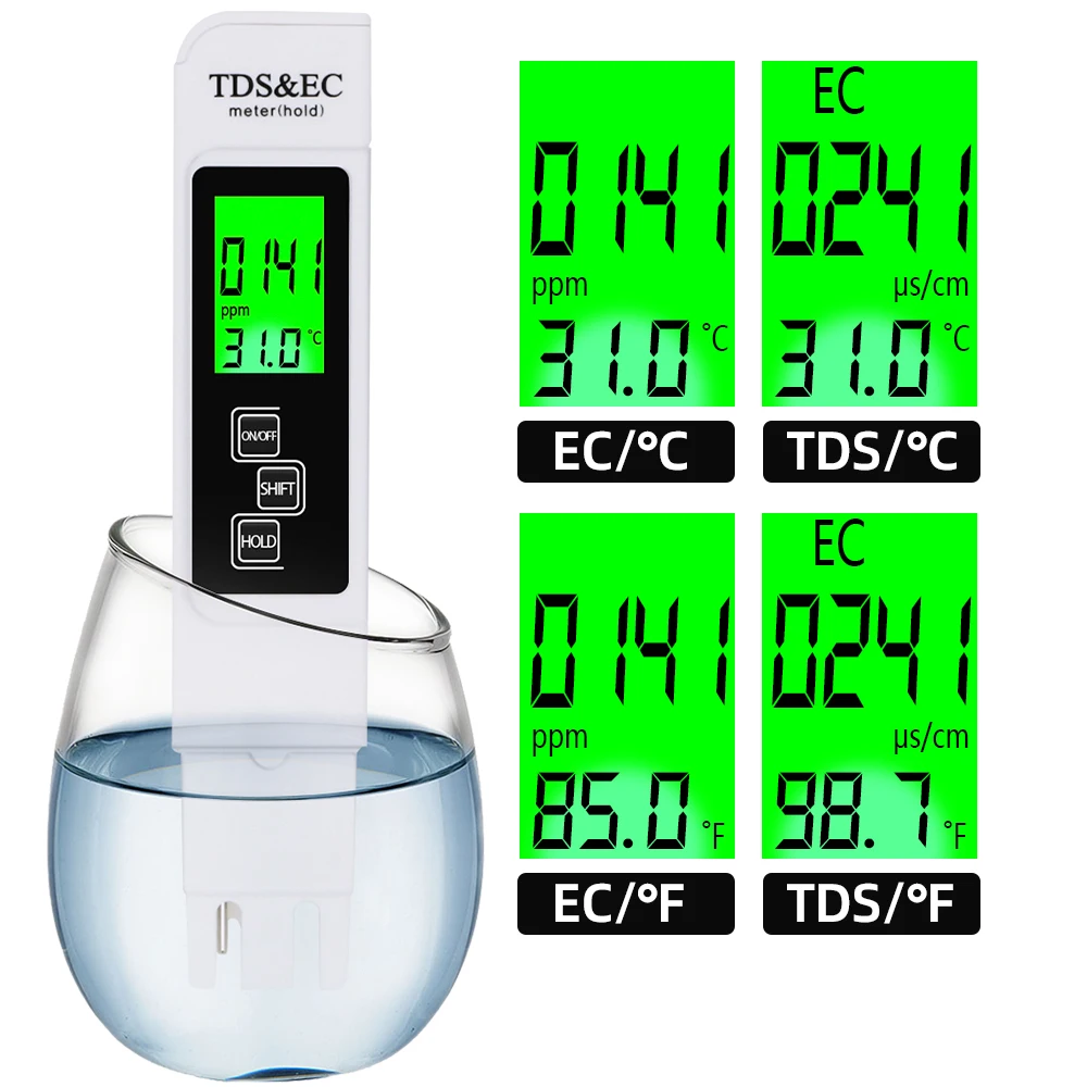 3 in 1 PH Tester Water PH Meter TDS EC Temperature Meter Digital LCD Water Testing Pen Purity Filter Water Quality Tester 3