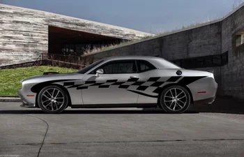 

For 2xRacing Checkered Flag Graphic Stripe Decal Sticker Van Truck Vehicle SUV Dodge Car styling