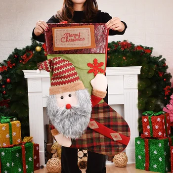 

Big Size Christmas Stocking Socks 73cm Christmas Bags Gift Holder Santa Sacks Xmas Tree Hanging Decoration Pendant Ornament