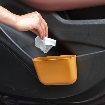 

Car Trash Bin Car Storage Box Case Basket Hanging Bag Organizer Car Trash Can Garbage Bin Mobile Phone Holder Slit Pocket