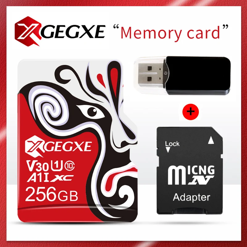XGEGXE Новое поступление Китайская опера маска карта памяти 256 ГБ 16 ГБ/32 ГБ/64 Гб/128 ГБ U1 TF карта класс 10 Micro Sd для автомобиля dvr камера - Емкость: 256GB with gifts