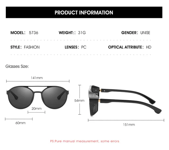 Steampunk Sunglasses Brand Designer Women Men Cool Gothic Punk Retro Glasses Goggles Round Sun Glasses 4