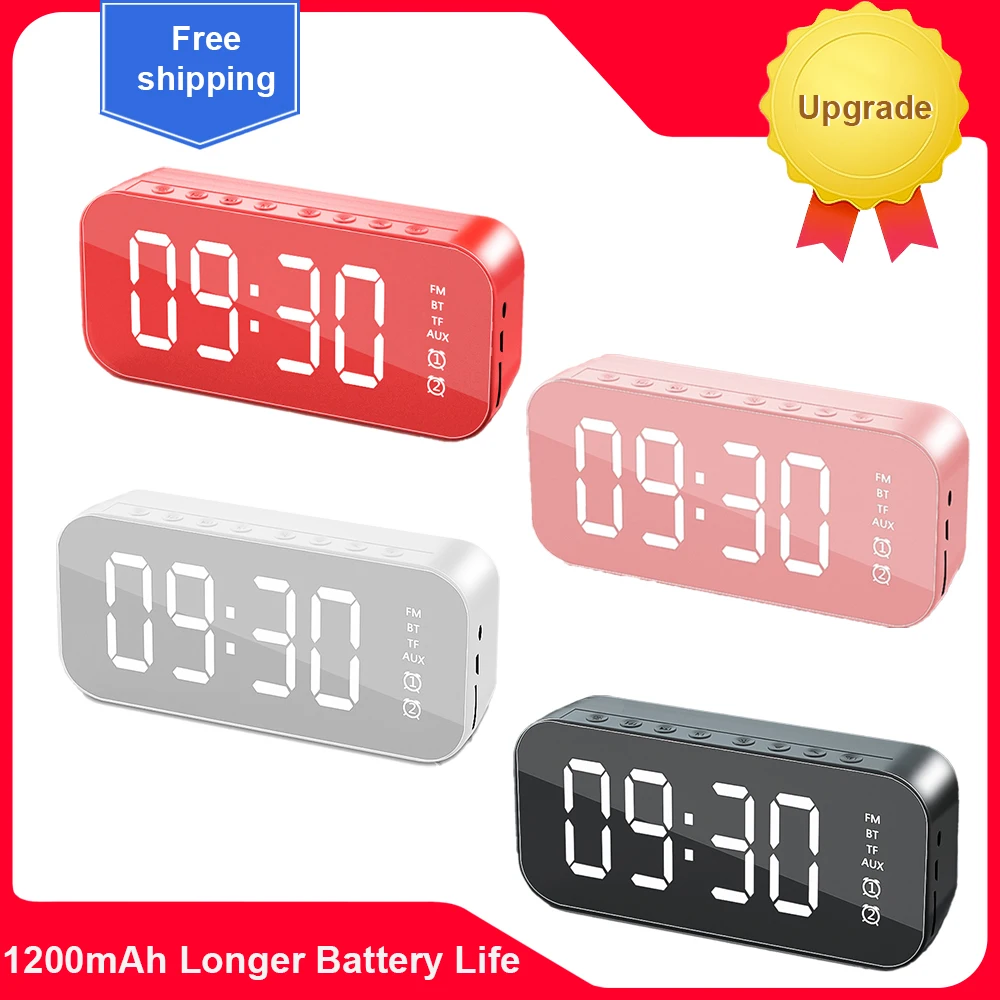 Upgard-altavoz inalámbrico con Bluetooth, minidespertador portátil, MP3, TF, FM, AUX, Mirror, transmisión de voz pequeña