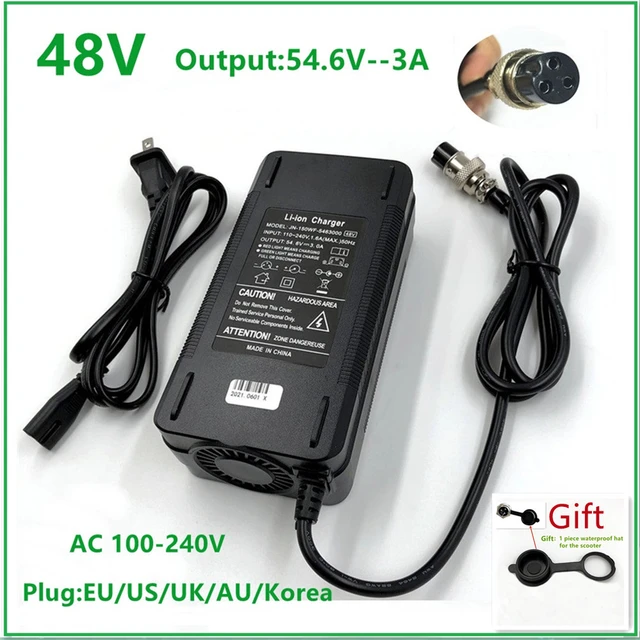 chargeur 54.6V pour batterie 48V 2A-3A DC