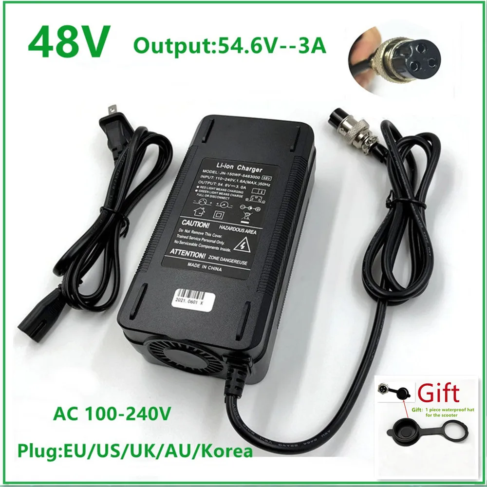 Electric Bike 48V 42V 36V Li-Ion Lithium Battery Charger for Motorcycle  Scooter