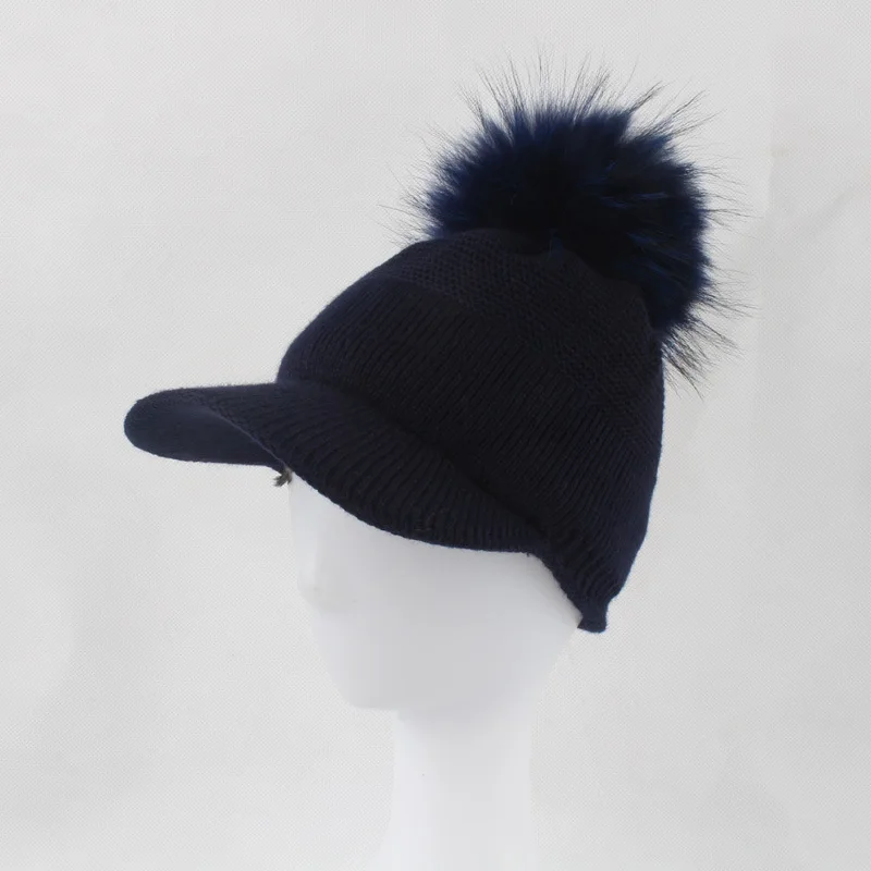 Зимние женские шляпы с настоящим мехом, помпоны, шапка в стиле хип-хоп, вязаная теплая шапка, женская шапка Skullies Beanie, мягкая шапка с меховым помпоном, модная