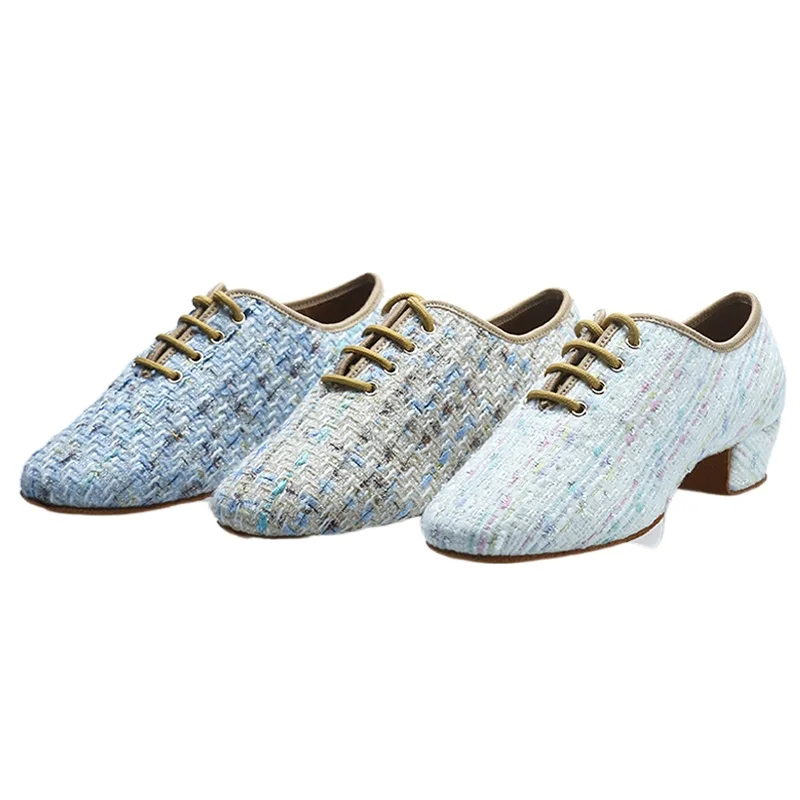 2021 Latin Dance Shoes For Girls Women Low Heel colorful Flock Upper Cow Leather Sole Ballroom Salsa Dancing Jazz Sneakers | Спорт и