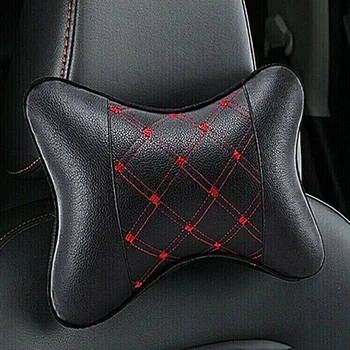 

2pcs set Car Headrest PU Leather Neck Pillow Soft Home Office Accessories