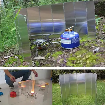 

10 Plates Outdoor Gas Stove Wind Shield Foldable Camping Stove Screen Burner Picnic Windproof Cooking Alloy Windshield Alum M0X2