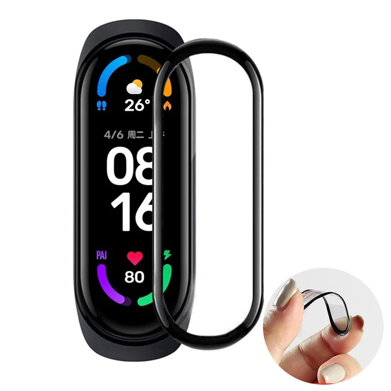 

3D Curved Edge Full Soft Clear Protective Film Smartband Cover For Xiaomi Mi Band 6/5/4 Miband LCD Screen Protector Accessories