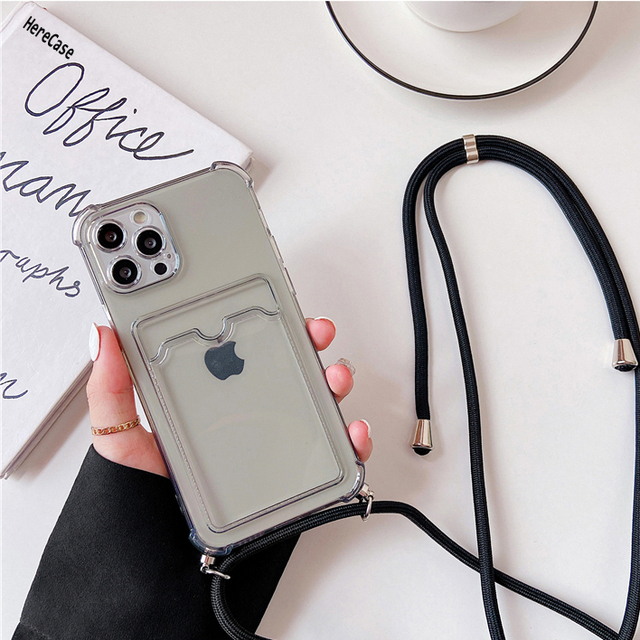 Lanyard Hang Strap+Card Holder Case For Xiaomi Redmi 9T Note 10 Pro 9s Note 8 POCO X3 NFC Shockproof TPU Wallet Cover