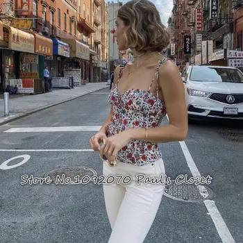 

Women Ana Top In White Batik Floral Bustier Camisole Singlet Top