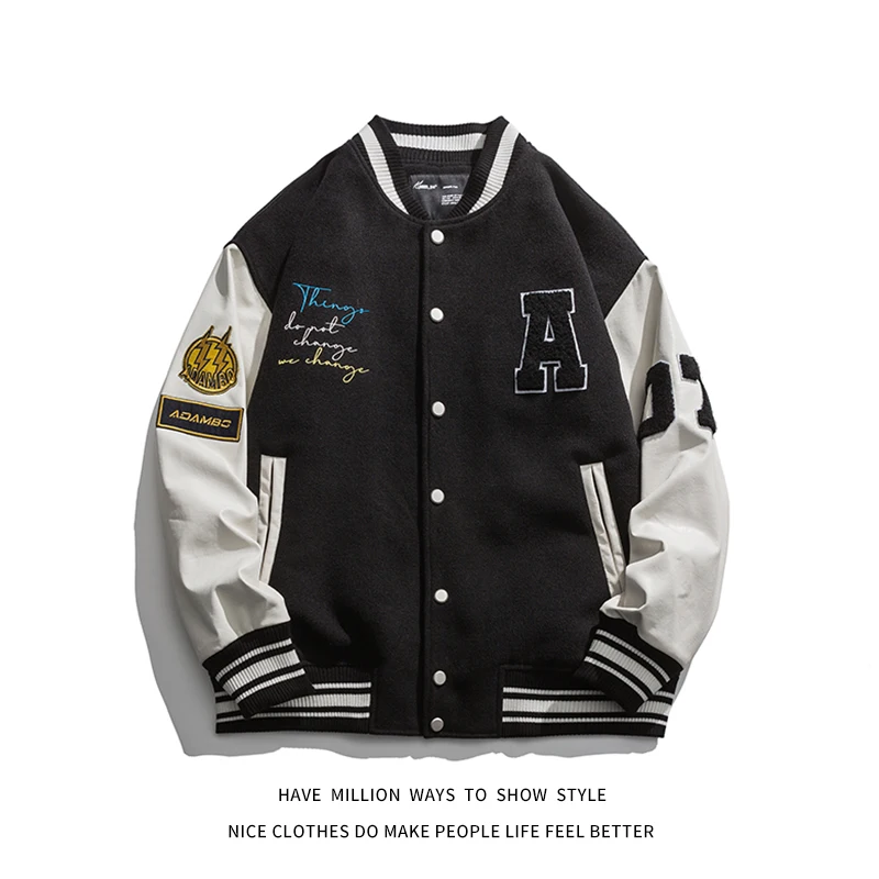 Wiaofellas Extra-large size jacket for men women Korean oversize hip hop  baseball uniform Hong Kong style casual all-match cool punk jacket
