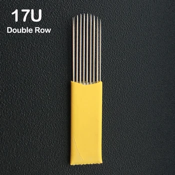 

200pcs Flat 17U/Pins Microblading Shading Blades Tattoo Needles Double Row 21pins Permanent Makeup Eyebrow Fog Needles 0.20mm