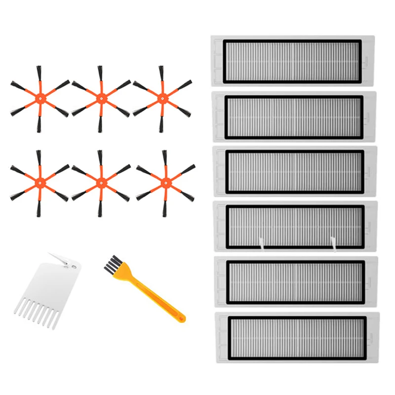 6 Side Brush + 6 HEPA Filter Suitable for Xiaomi Vacuum 2 Roborock S50