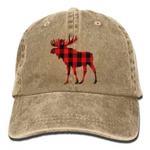 Красная клетчатая бейсболка с лосем для мужчин и женщин