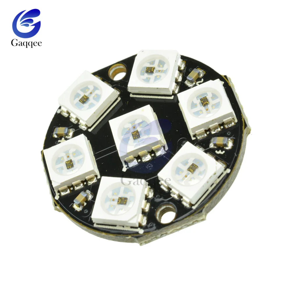 7 Bits 12 16 24 40 60 64 бит WS2812 модуль 5050 RGB светодиодный полноцветный Встроенный светодиодный светильник-кольцо с интегрированными драйверами для Arduino - Цвет: 7 Bits